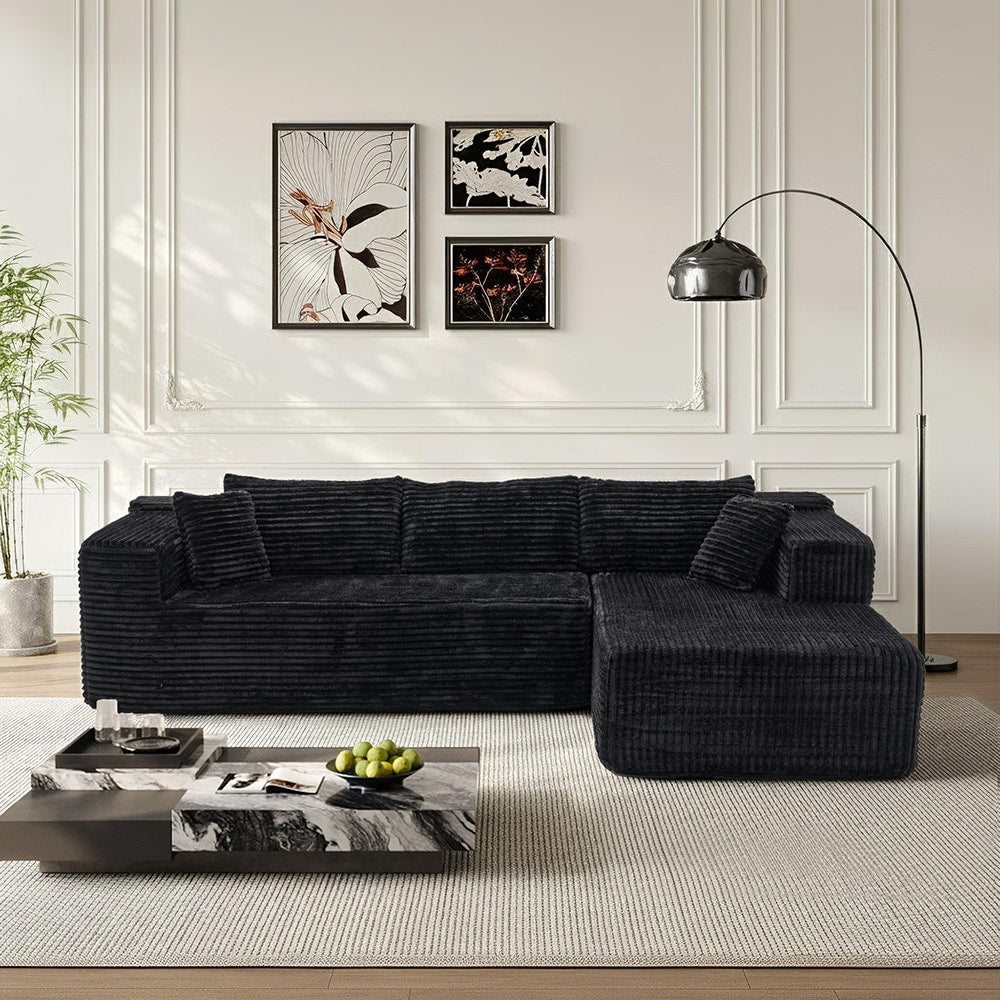 Homsee  Luxurious Black Sofa with Enhanced Compression Foam and High Density Fabric for Ultimate Comfort and Durability Spacious Design for Modern Living Rooms and Family Spaces