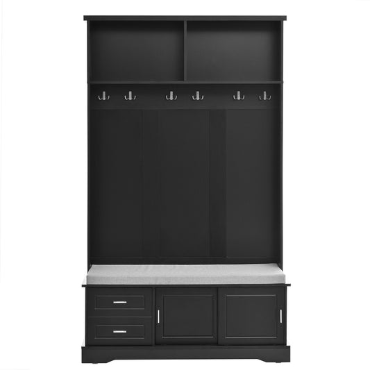 Miki Shinly hall trees Modern 47.2-in Black Wood Hall Tree