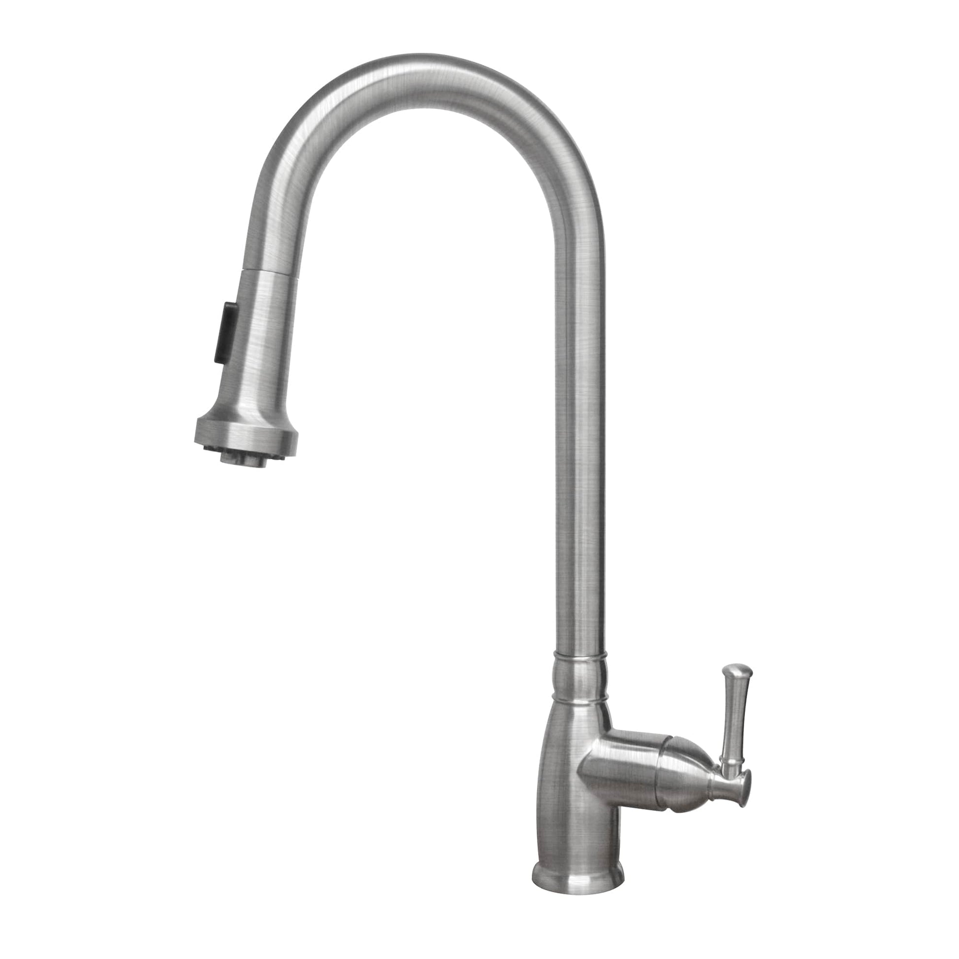 Whitehaus Collection Waterhaus Lead Free Solid Stainless Steel Single-Hole Faucet with Gooseneck Swivel Spout