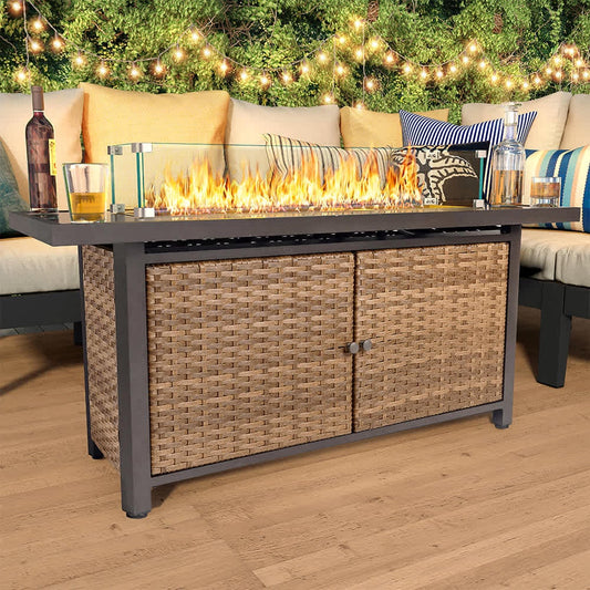 JUJABU Brown 50000BTU Gas Fire Pit Outdoor Heating