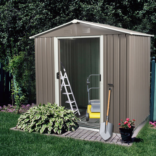 LOVMOR 6ft x 5ft Outdoor Metal Storage Shed gray