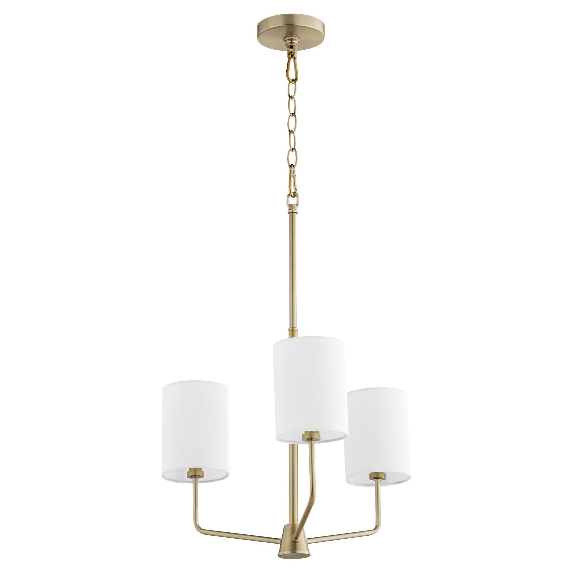 Quorum International Harmony 3-Light Contemporary / Transitional Aged Brass Chandelier