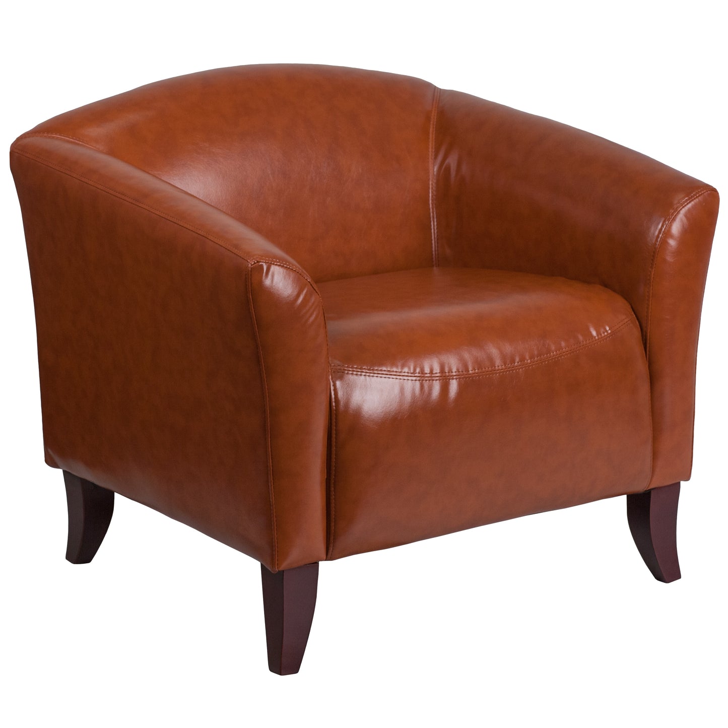 Emma + Oliver Cognac LeatherSoft Chair with Cherry Wood Feet