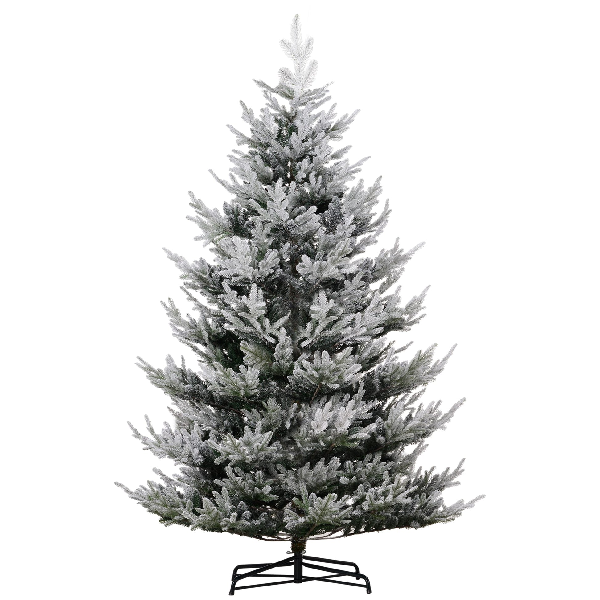 HomCom  9 Foot Artificial Christmas Tree  Nordic Pine Hinged Xmas Tree with 1939 Realistic Branches  Wide Steel Base  Auto Open  Green with Snow-Flocked