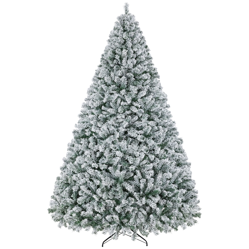 Yaheetech 9-ft H Pre-lit Flocked Green Multicolored LED Christmas Tree