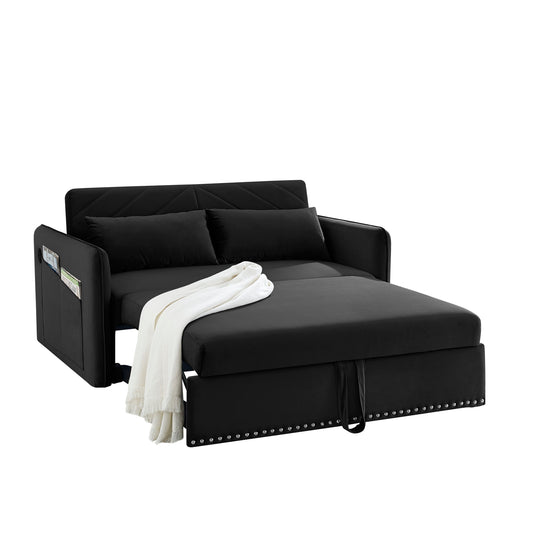 Siavonce Black Contemporary/Modern Velvet Sofa bed