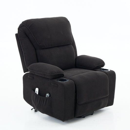 LOVMOR Black Remote-Controlled Heating and Massage Assistive Recliner for Seniors