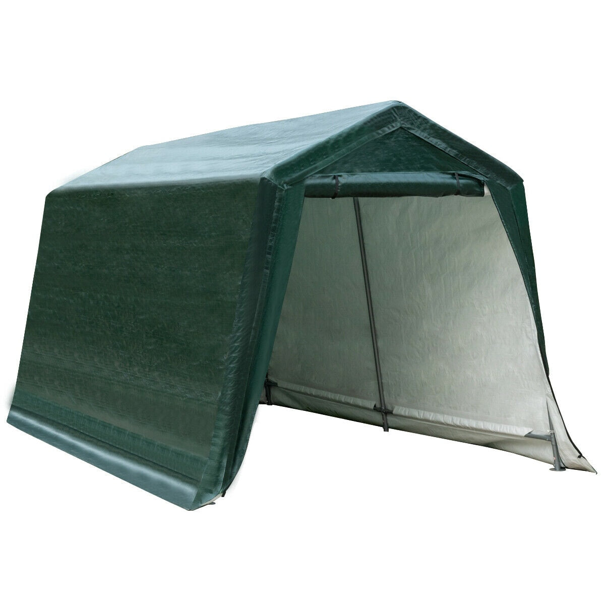 Slickblue 4 Size Options - Green Steel Carport with PE Roof â€“ Outdoor Garage or Storage Shed