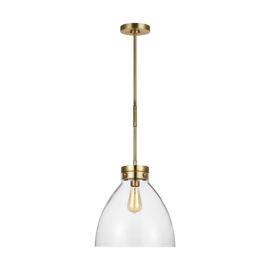 Generation Lighting Garrett 1 -Light Burnished Brass Modern/contemporary Clear glass Glass Cylinder Medium Indoor Hanging Pendant Light