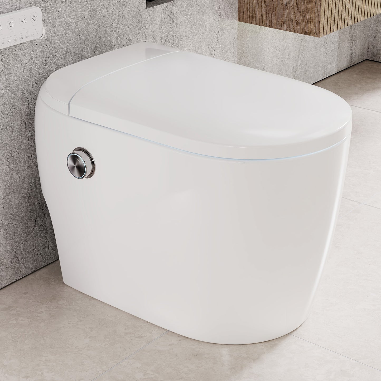 DeerValley White Single Elongated Standard Height Soft Close 1-piece Bidet 12-in Rough-In 1.28 GPF