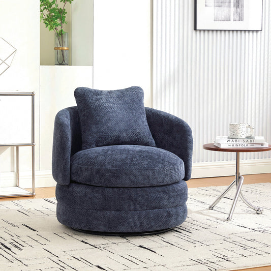 Damerin 30-in W Modern Navy Chenille Swivel Barrel Armchair