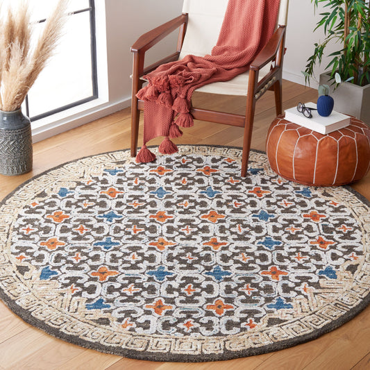 Safavieh  Aspen 294 Blue/Taupe Traditional 6ft x 6ft Round Rug