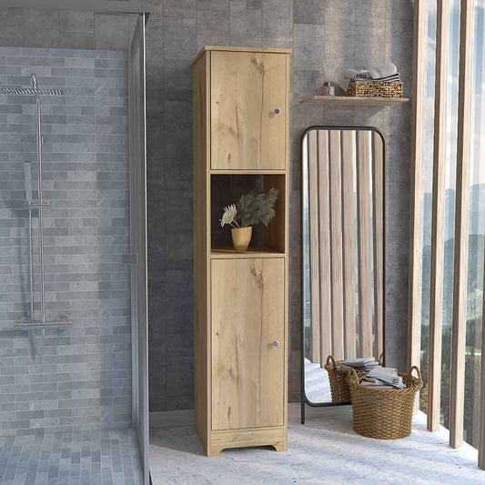 Tatayosi Linen Cabinet Albany Four Interior Shelves Light Oak Finish