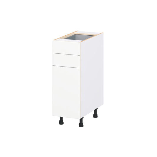 Hugo&Borg Lasalle 12-in W x 34.5-in H x 24.5-in D Bright White Slab 2 -Drawers Base Fully Assembled Cabinet Flat Panel Slab