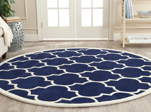 Safavieh  Chatham 733 Dark Blue/Ivory Contemporary 7ft x 7ft Round Rug