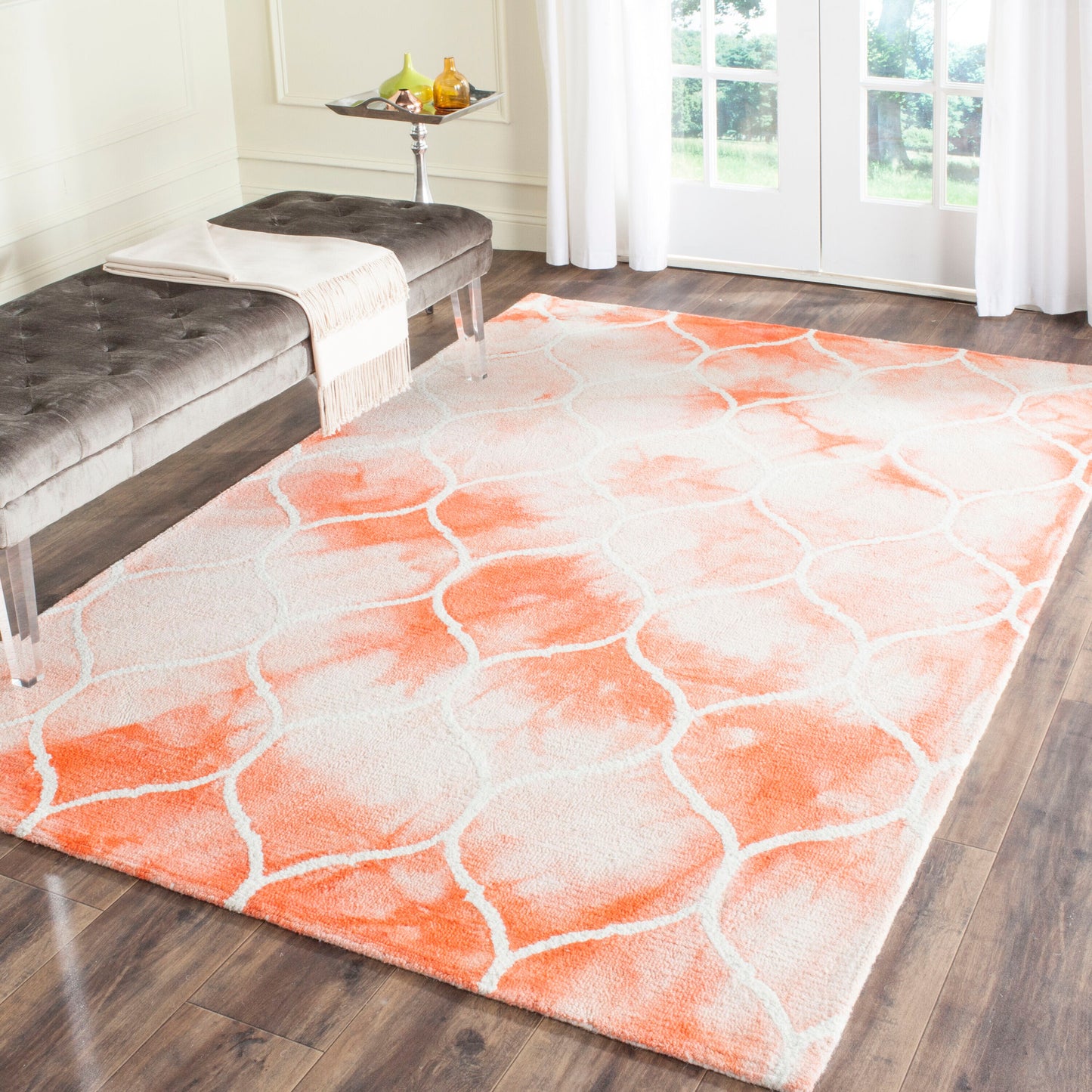 Safavieh  Dip Dye 685 Orange/Ivory Contemporary 5ft x 8ft Medium Rectangle Rug