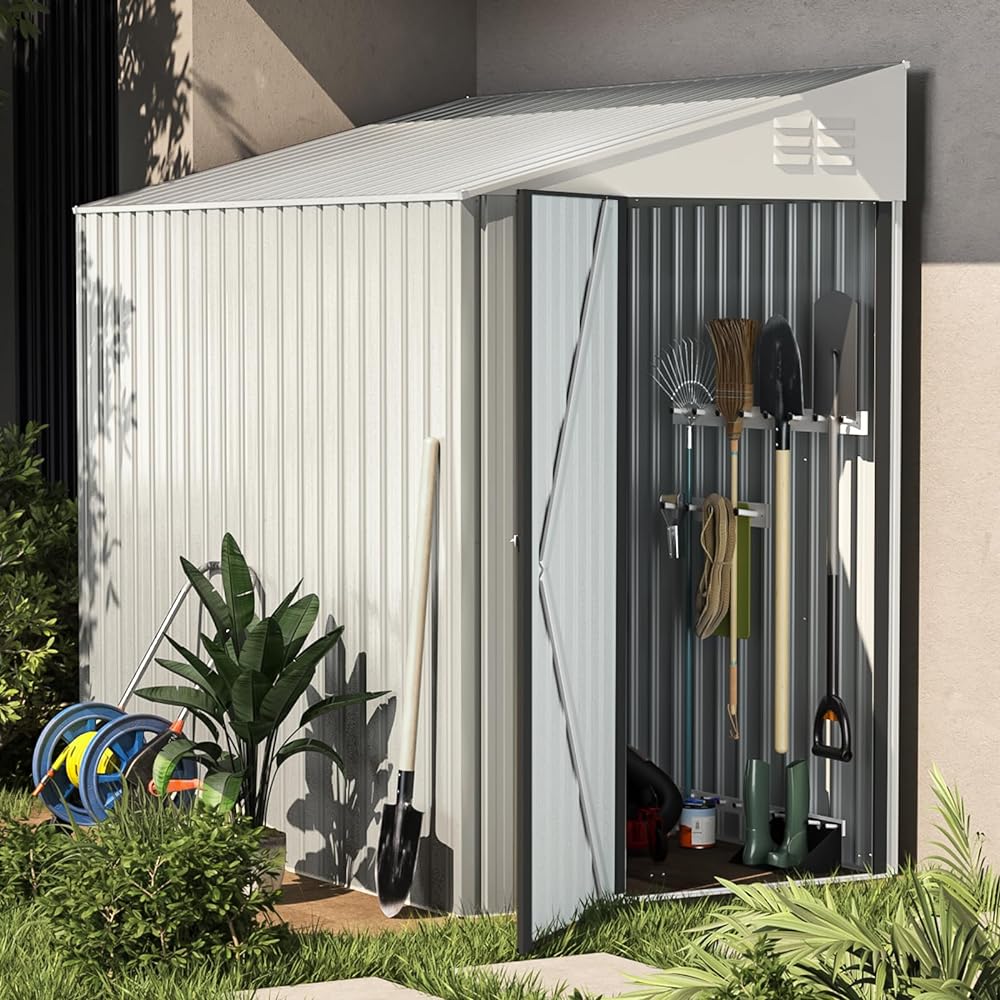 AECOJOY  4 x 6 Small Metal Shed Outdoor Storage Cabinet for Garden