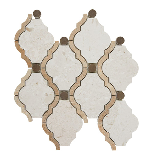 Daltile Decorative Accents Latte Blend 12-in x 14-in Polished Natural Marble/limestone Multi-shaped Mosaic Floor and Wall Tile ( 7.6-sq ft Carton )