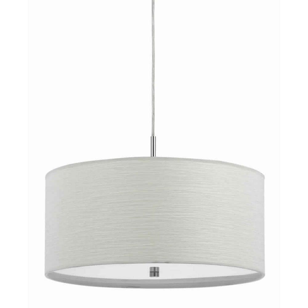 Benzara Pendants 1 -Light White Modern/contemporary Clear glass Drum Medium Hanging Pendant light