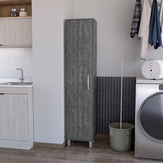GlasFlength  Tall Storage Cabinet Single Door Design with Three Broom Hangers Ideal for Laundry Room Cleaning Closet or Utility Storage Space in Home Office or Apartment