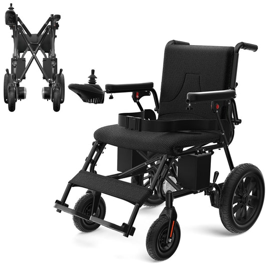 Dowan Electric Wheelchairs for Adults Foldable Lightweight Power Wheelchair  Dual Motors 20 Miles Longer Range All Terrain Portable Motorized Wheelchair for Seniors Support 350 lbs Black