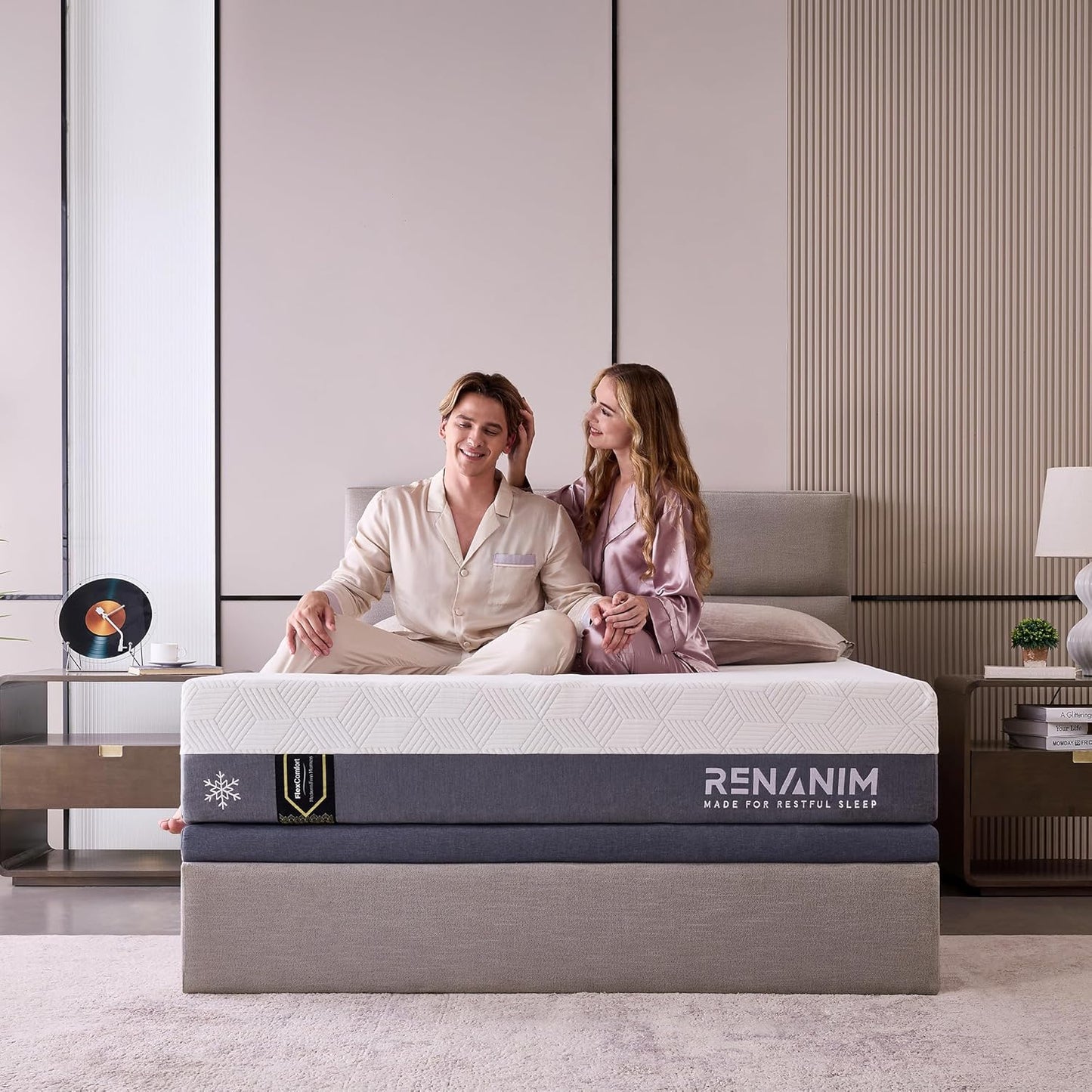 Renanim  Twin XL 14-inch Cooling Gel Memory Foam Medium Soft Mattress in a Box - Breathable Bed Mattress for Cooler  Supportive Sleep