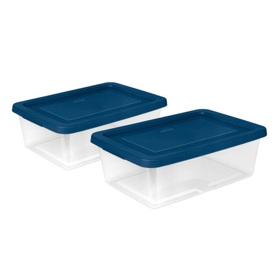 Sterilite  12Qt Storage Boxes Clear Plastic Containers with Lid Set of 36 Blue
