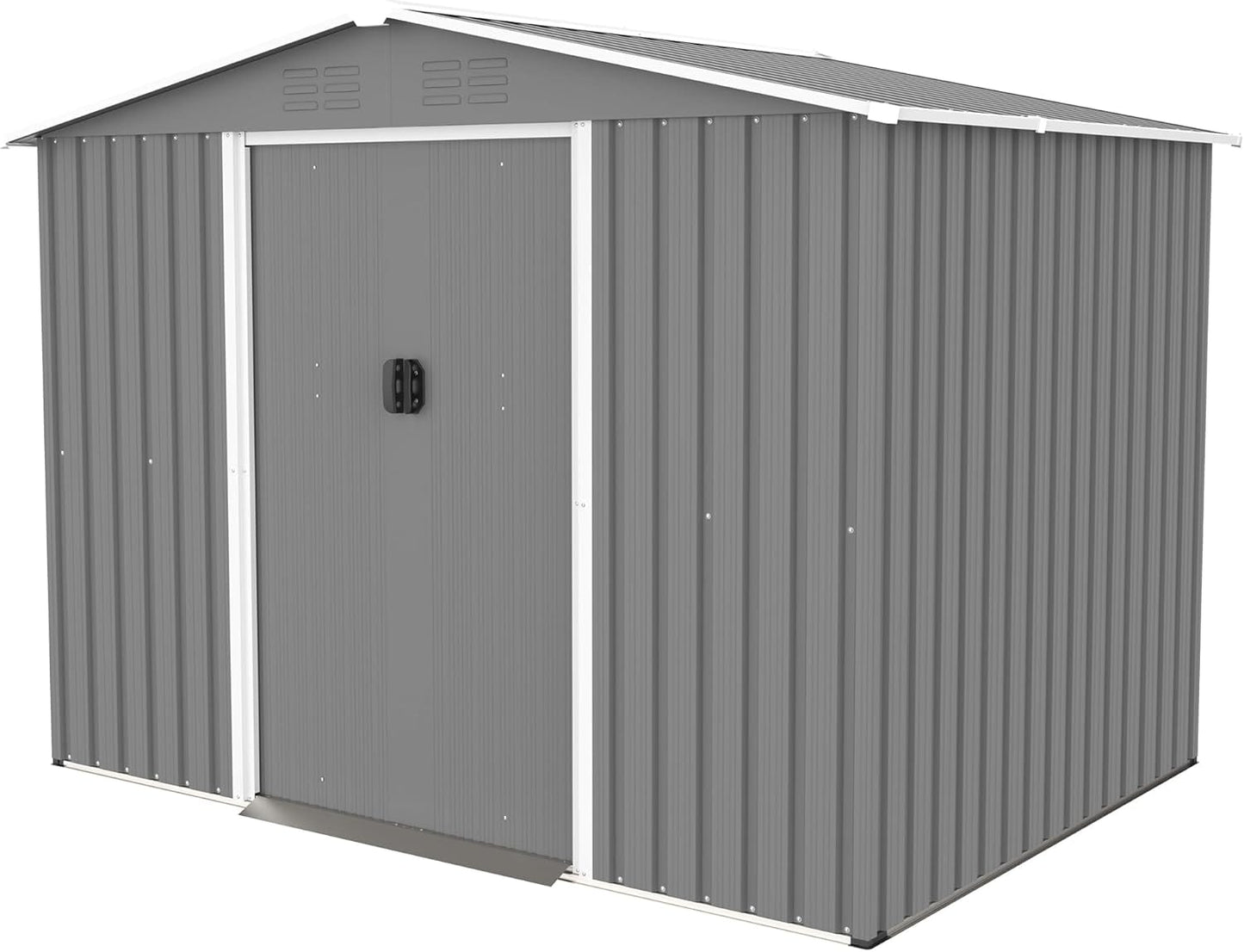 Thanaddo 8x6 FT Outdoor Tool Storage Shed with Metal Foundation and Lockable Door All Weather Metal Sheds