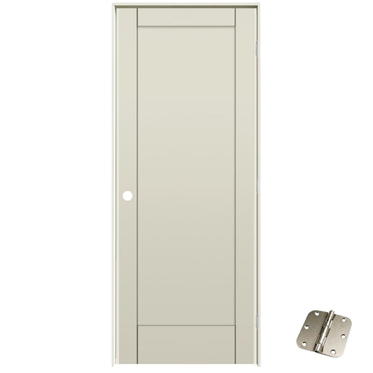 RELIABILT 24-in x 80-in Solid core 1-panel Left hand Smooth Primed MDF Flat Jamb Single Prehung Interior Door with