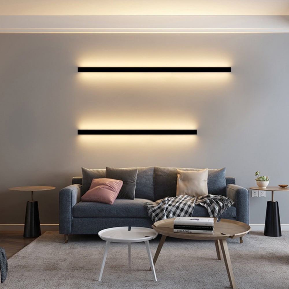 Ozarke Linear Minimalist Wall Lamp - Black / 2700K - 6500K Dimmable With Remote / 80 inches Hard Wired
