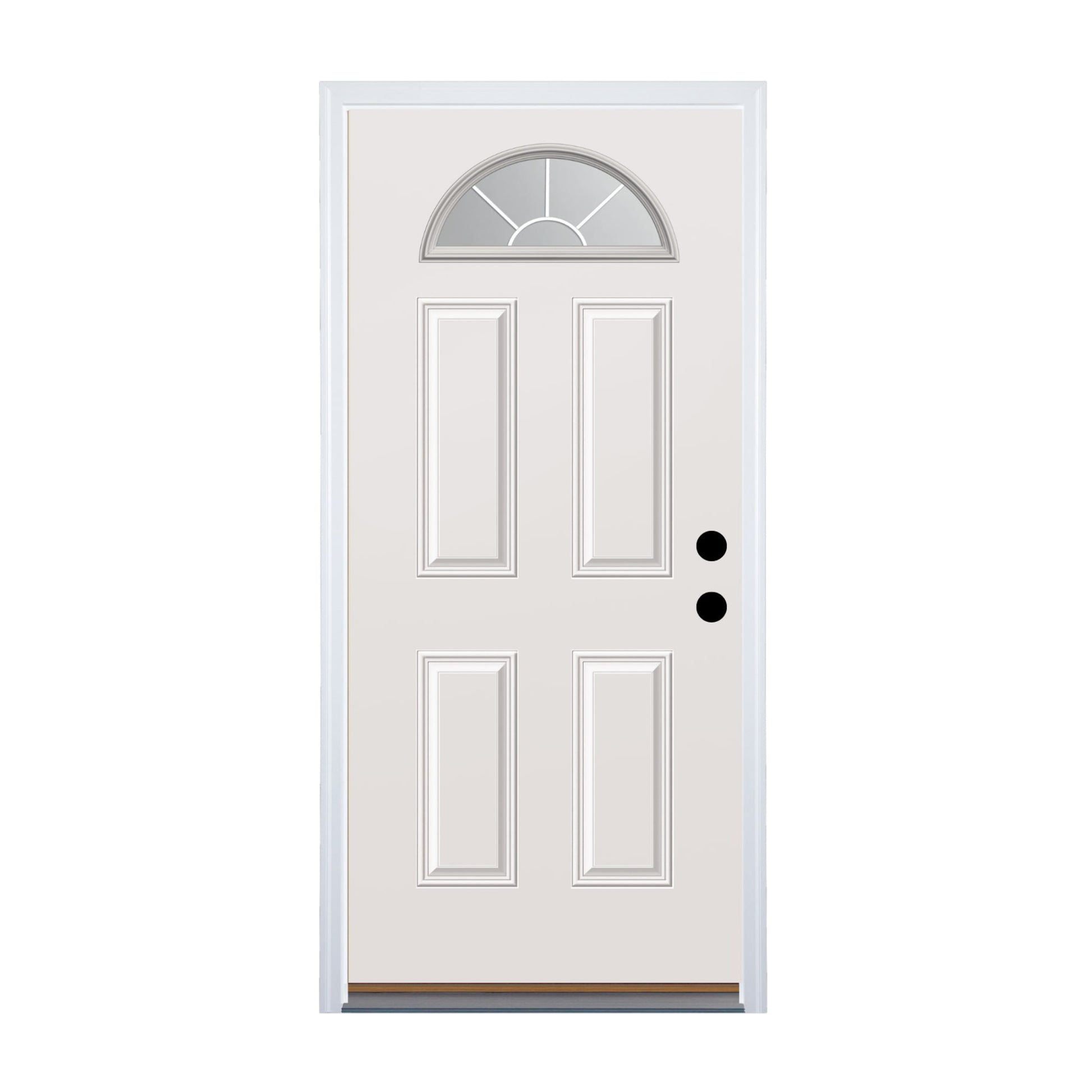 RELIABILT 32-in x 80-in x 4-9/16-in Steel Sunburst Left-hand inswing Prehung Front Door with Brickmould Insulating core with Grilles