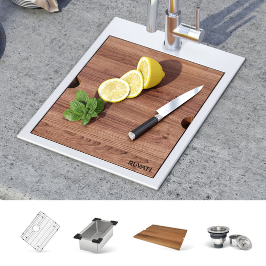 Ruvati Vino Drop-in 18-in x 20-in Stainless steel Single bowl 16 -Gauge Kitchen Sink