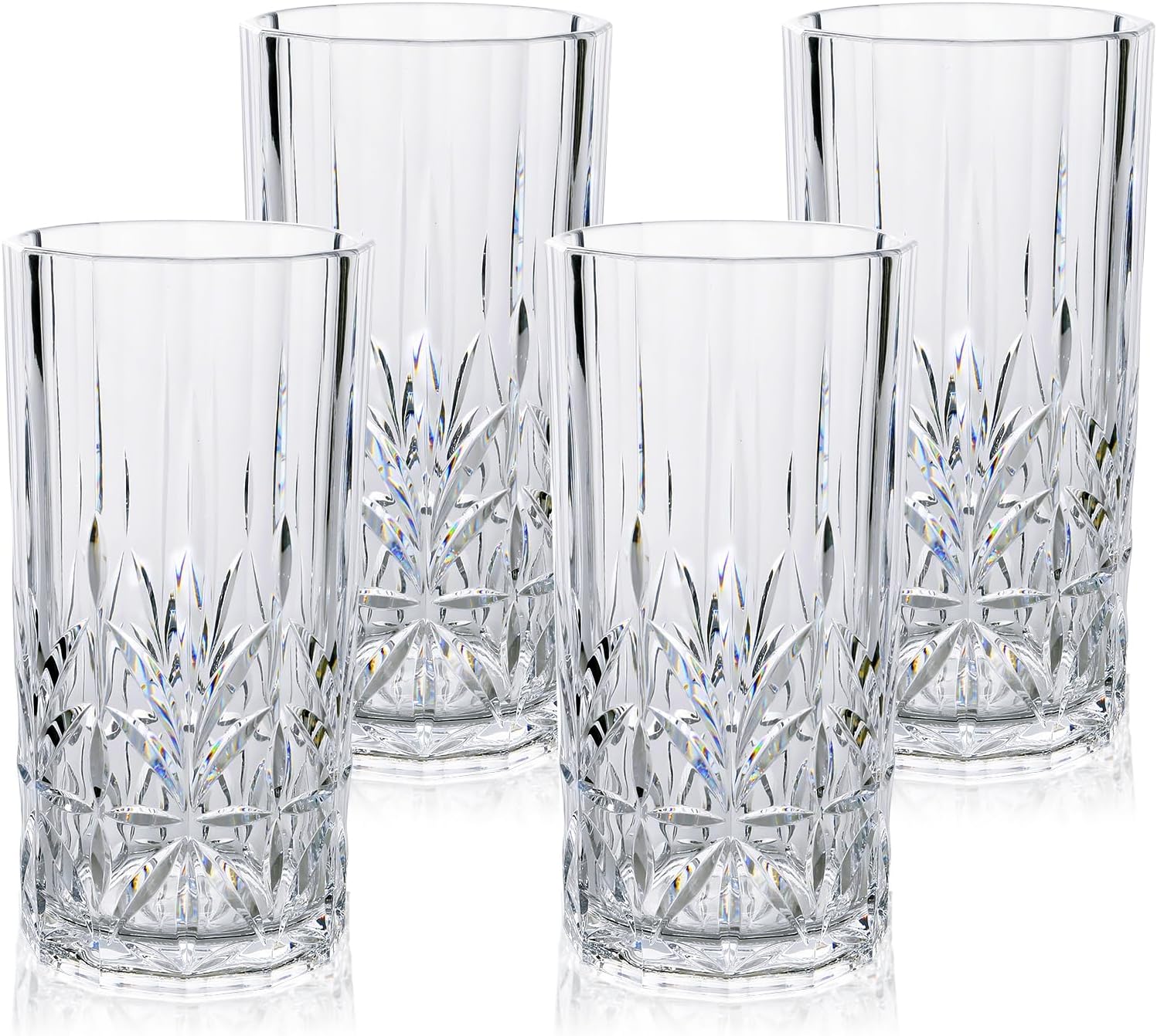 BELLAFORTE Shatterproof Tritan Plastic Tall Tumbler, Set of 4, 18oz - Myrtle Beach Drinking Glasses - Unbreakable Drinking Glasses for Parties - BPA Free - Clear