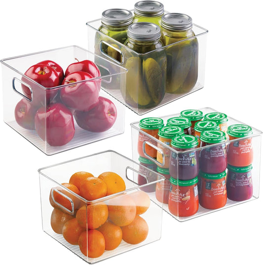 iDesign Pantry Storage Bin - Cube Organizer Bin for Cabinets or Fridge, Set of 4, Clear, Made in USA