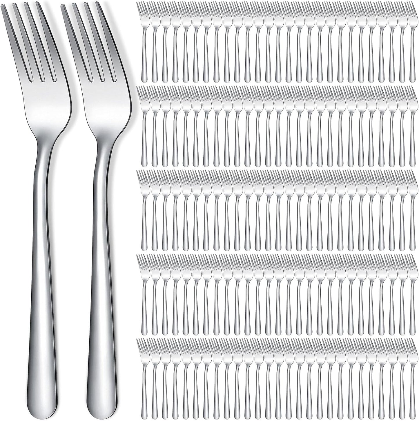 Syhood 300 Pcs Stainless Steel Dinner Forks Set 8 Inch Bulk Metal Forks Restaurant Silverware Mirror Polished Salad Dessert Utensils for Home Hotel Kitchen Event Supplies