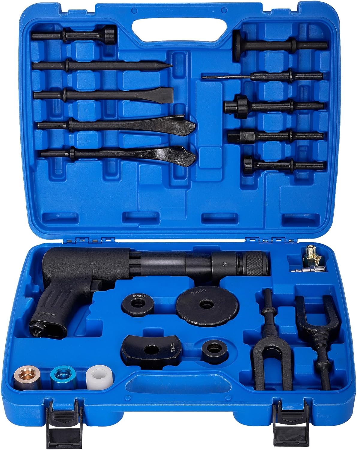 MYOYAY Air Hammer with 19-Piece Tool Plus Set, Air Chisel Hammer Heavy Duty, Multifunctional Pneumatic Hammer Kit with Quick Change Retainer, Carrying Case, 2100 BPM
