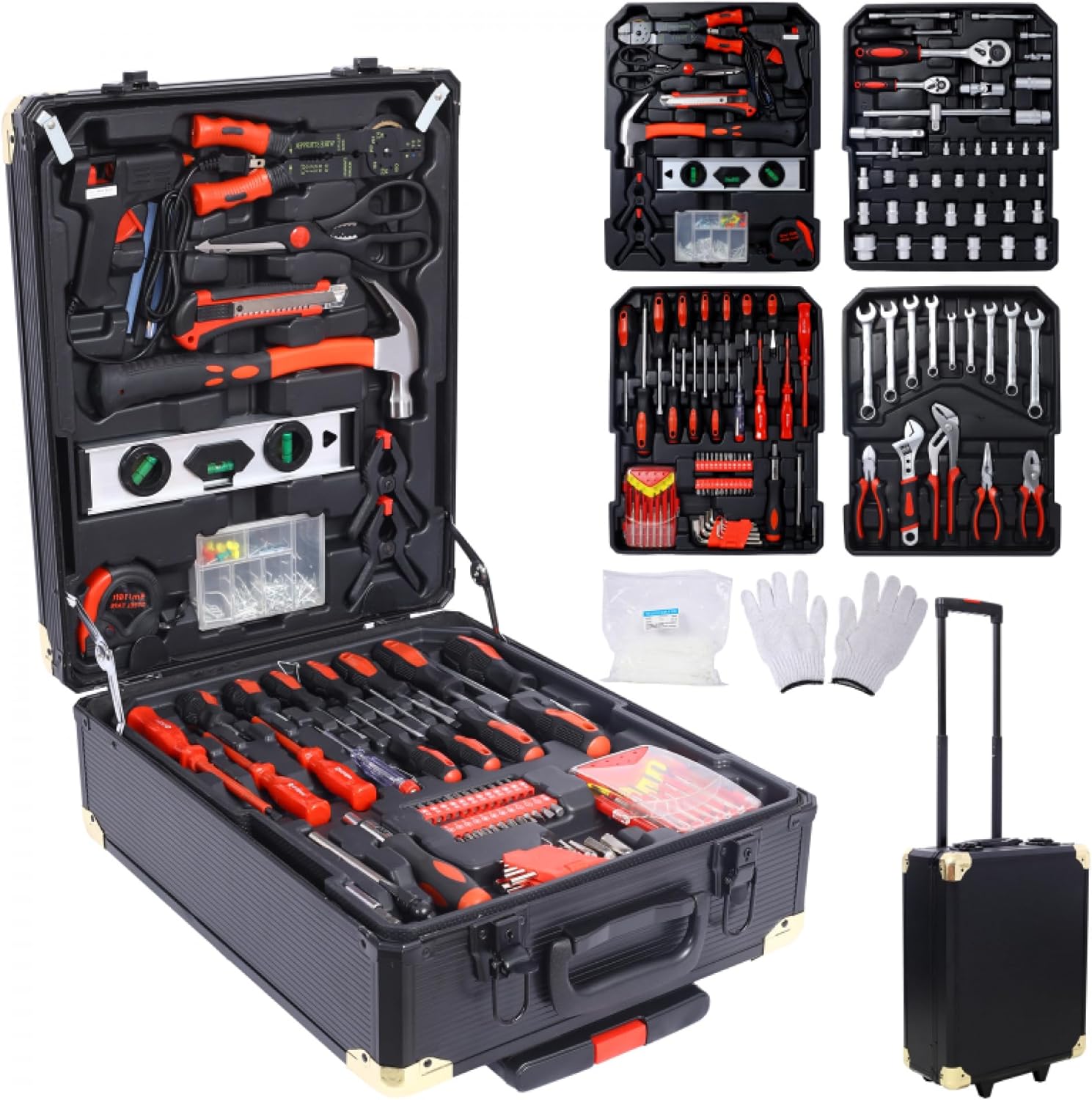 969pcs Home Repair Tool Set for Men 4 Drawer Storage Case