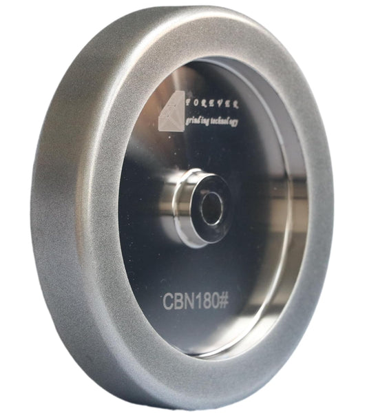 4 in 1 Plus CBN Grinding Wheel 8" Diameter, 5\/8" Arbor,1.5" Wide with 1\/4" Radius,1" Down The Side,for Sharpening Woodturning and HSS Tools(180 Grit)