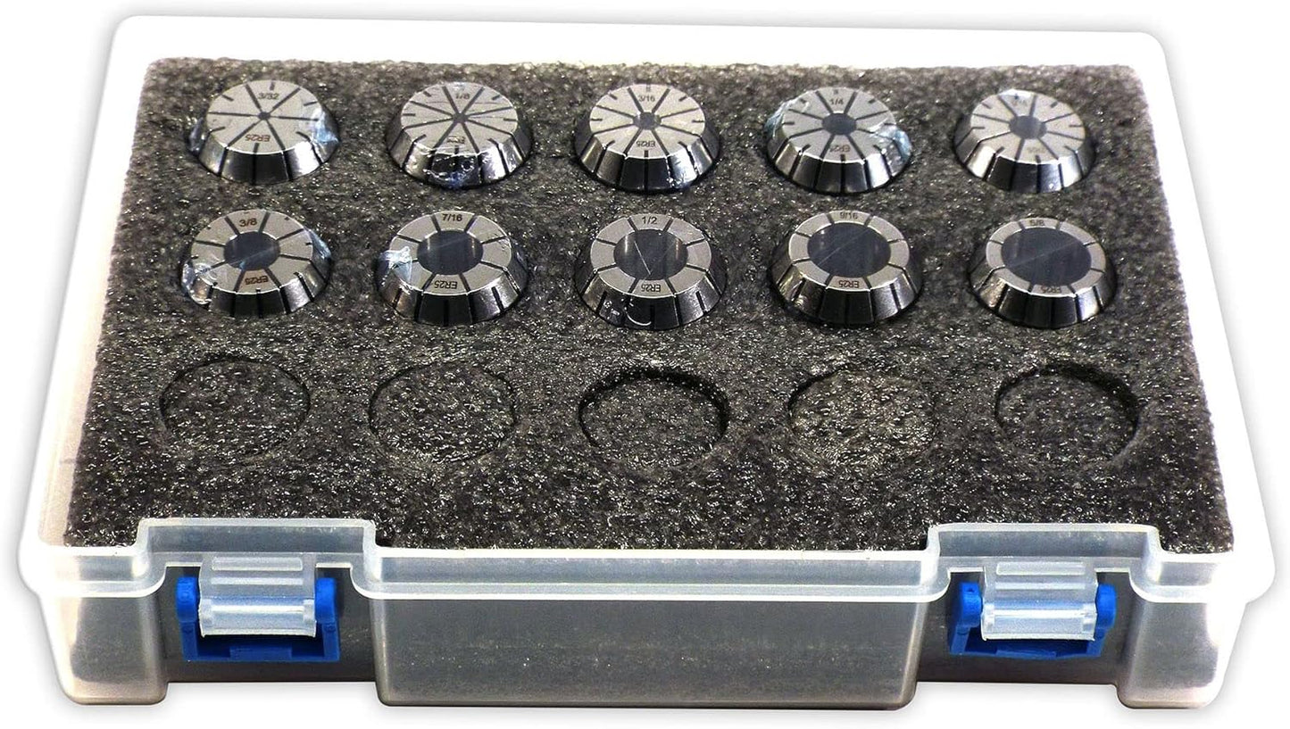 Ridiculous Machine Tools ER 25 High Precision Spring Collet SET 10 Piece 3\/32" - 5\/8" (0.0003) T.I.R. Machinist Choice
