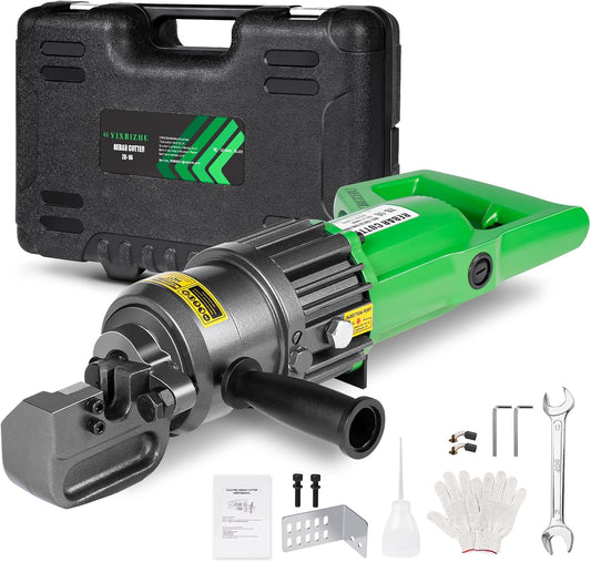 YIXBIZHU\u202F900W Electric Hydraulic Rebar Cutter Aviation\u2011Aluminum 15bl Body Cuts 4\u201116\u202Fmm (#3\u2011#5) Steel Bar in 1.5\u202Fs, Adjustable Jaw, One\u2011Button 110\u202FV Portable Cut\u2011Off Tool（ZD\u201116\u202F）