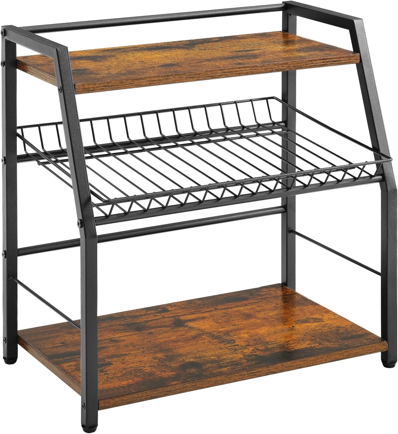 YIYYZI Kitchen Countertop Organizer, Snack Organizer Candy Display Stand Coffee Station Organizer, 3 Tier Wooden Counter Storage for Soda Cans Condiment Tea, for Pantry Office Bathroom, White (Black)