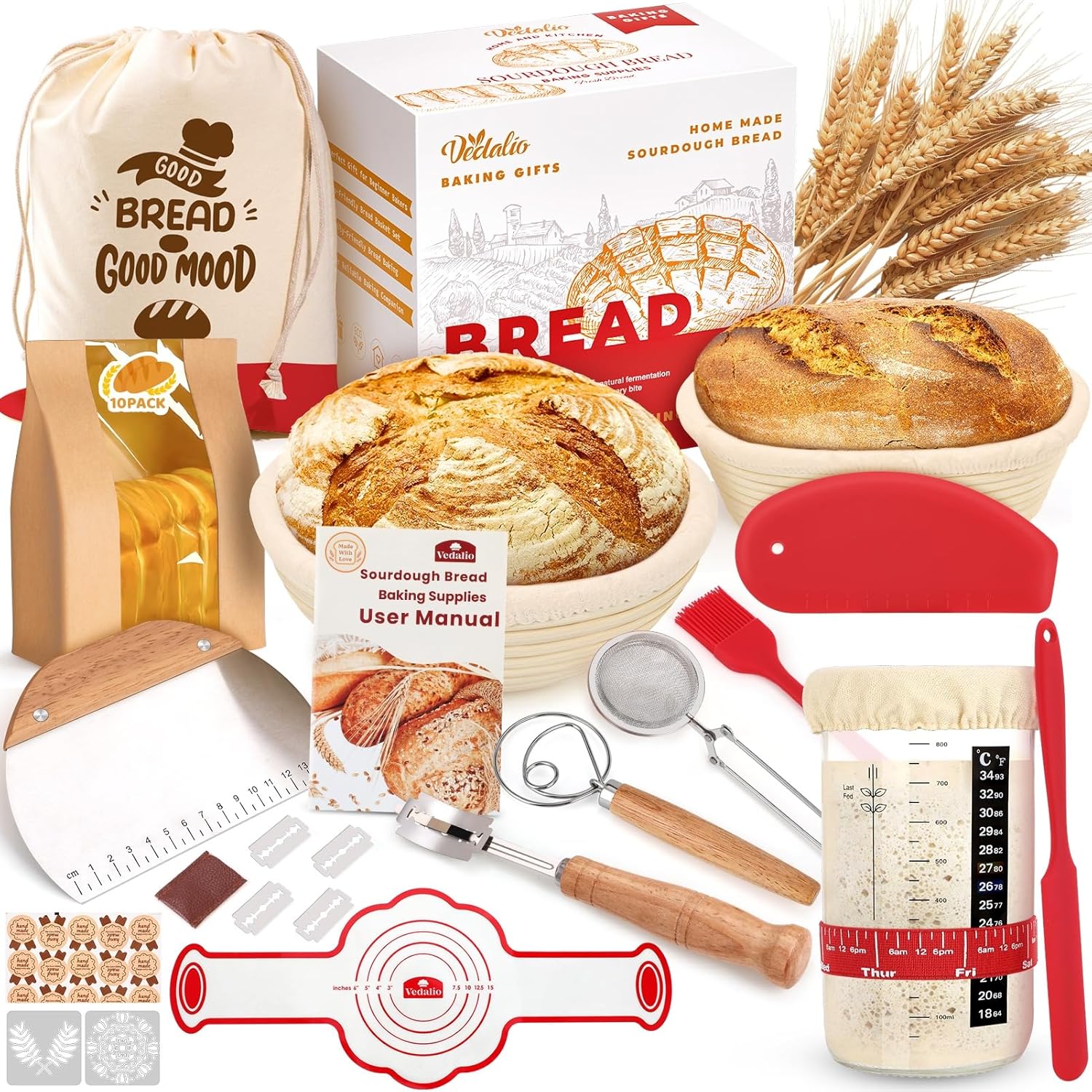 Sourdough Starter Kit, Sourdough Bread Baking Supplies, Sourdough Kit Home and Kitchen, Sourdough Starter Jar, Sourdough Jar, Bread Proofing Basket, Sourdough Bread Basket, Sour Dough Kit Tools
