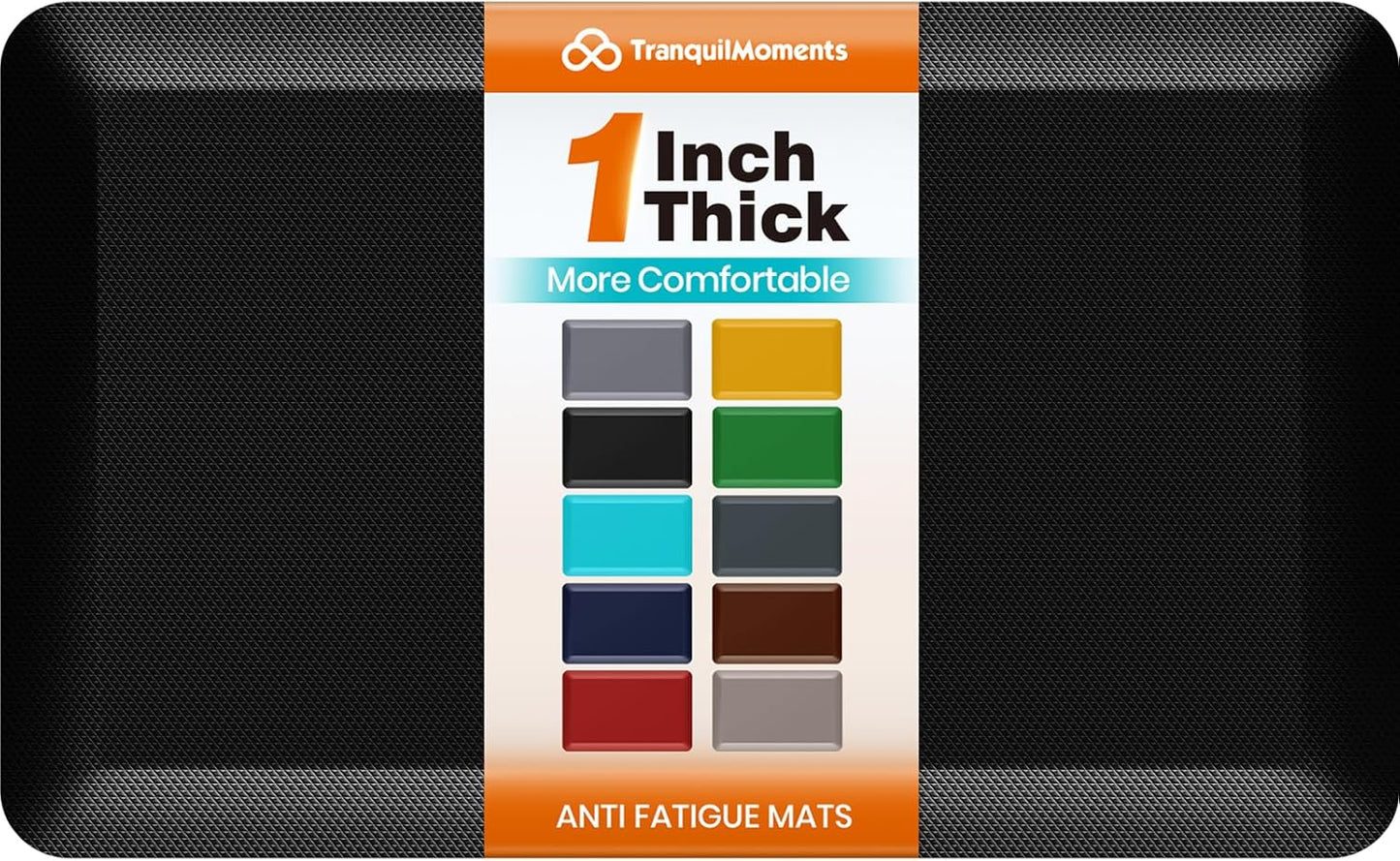 TranquilMoments Kitchen Mats for Floor, 1 Inch Extra-Thick Kitchen Rugs, Non-Slip & Waterproof Standing Desk Mat, Comfort Anti Fatigue Mats for Kitchen Floor, Home, Sink, Office (20" X 32", Black)