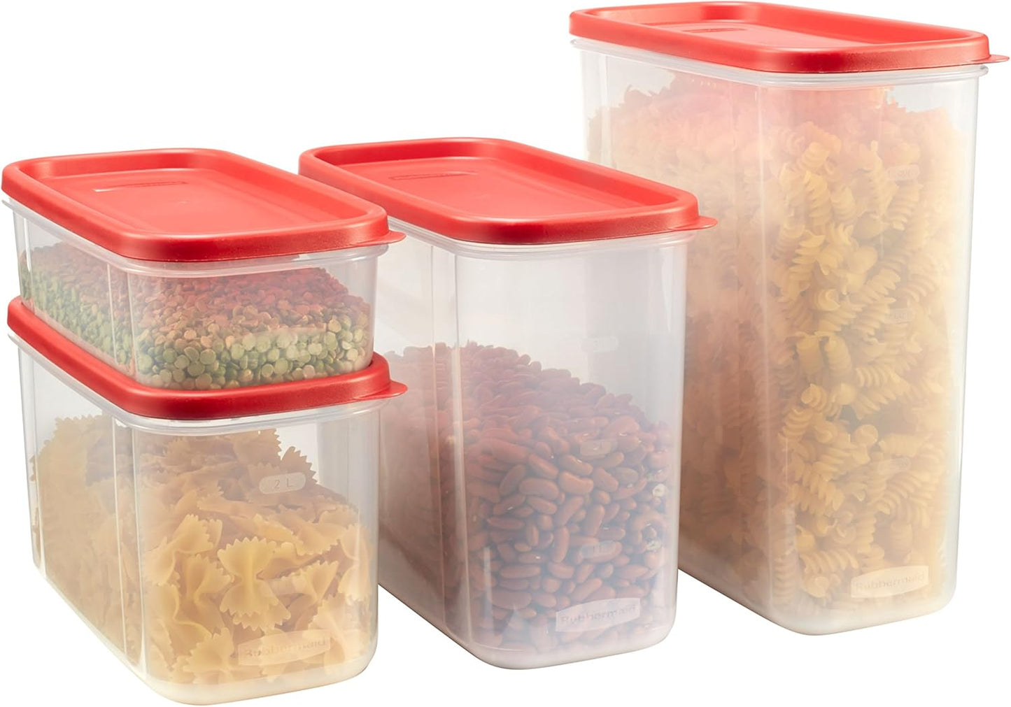 Rubbermaid Modular Canisters, Food Storage Container, BPA-free, 8-piece Set, Red (1776474)