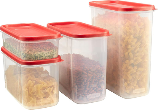 Rubbermaid Modular Canisters, Food Storage Container, BPA-free, 8-piece Set, Red (1776474)
