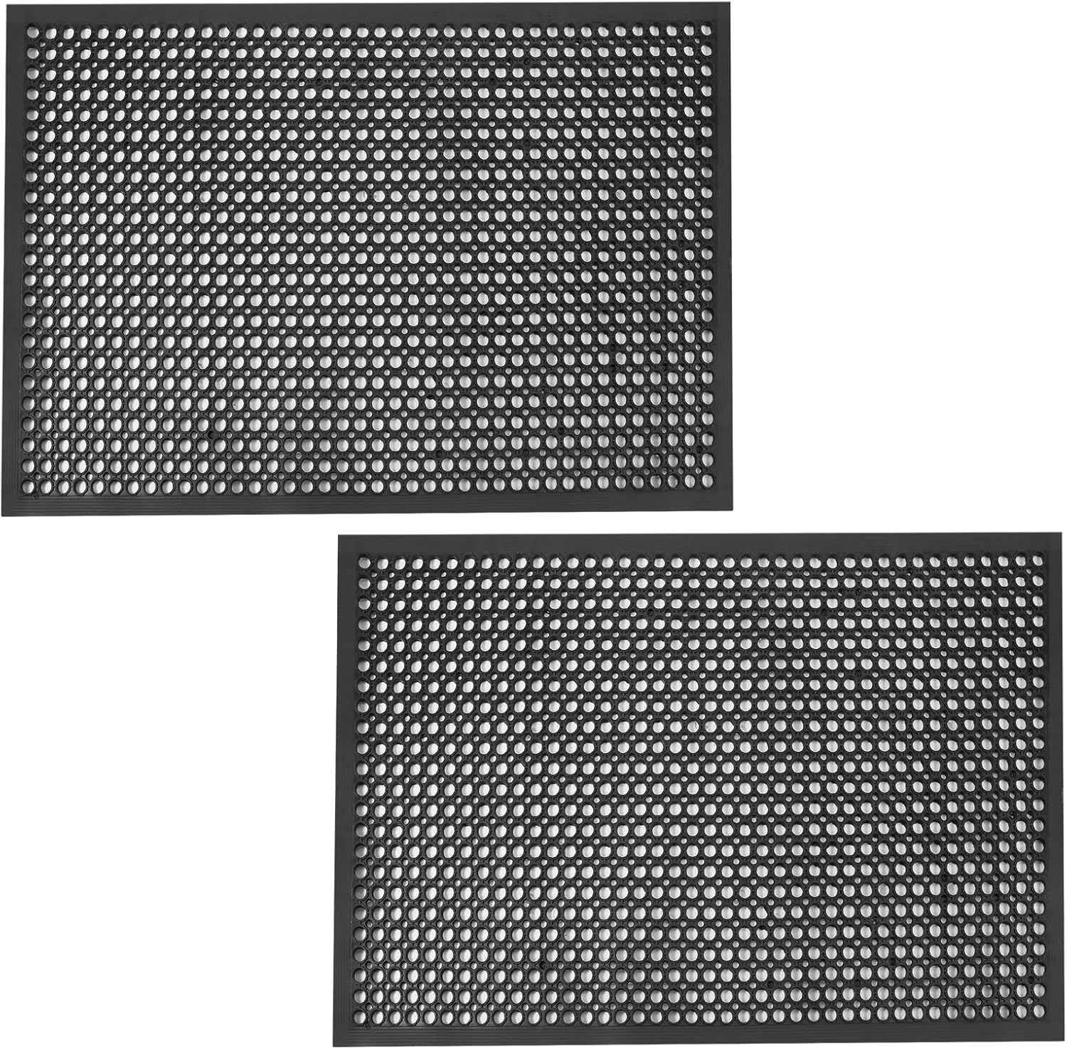 Anti Fatigue Outdoor Rubber Floor Mat 2 Pack Commercial Restaurant Kitchen Mats for Floors Non-Slip Bar Floor Mats Rubber Door mat Drainage Mats Utility Garage Use 36" x 60" Black