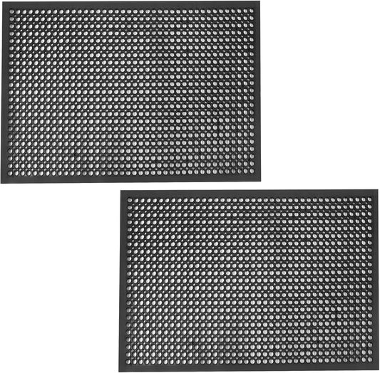 Anti Fatigue Outdoor Rubber Floor Mat 2 Pack Commercial Restaurant Kitchen Mats for Floors Non-Slip Bar Floor Mats Rubber Door mat Drainage Mats Utility Garage Use 36" x 60" Black