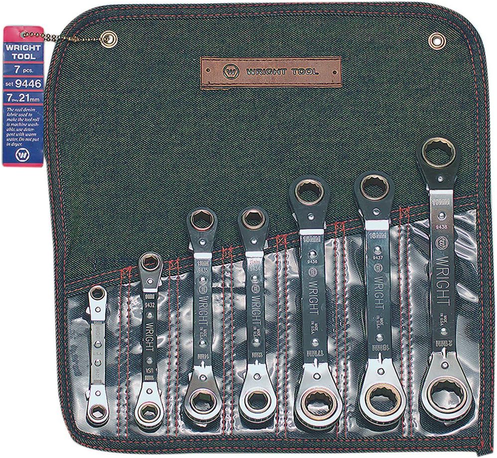 Wright Tool 9446 7 Pc. Ratcheting Box Wrench Set 7mm - 21mm (7-Piece),Silver
