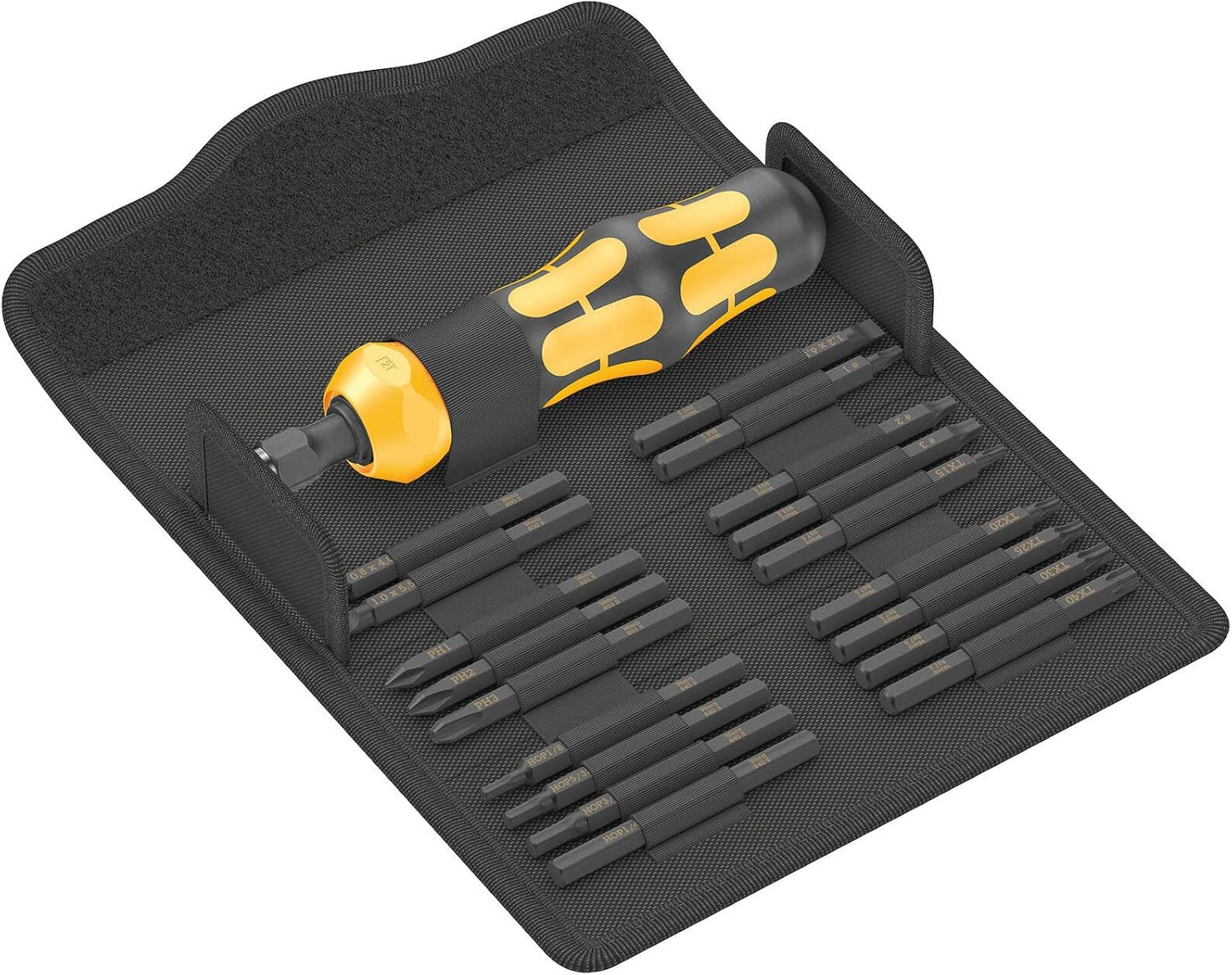 Wera 05018111001 Kraftform Kompakt 900 Imperial Set 1, Impact Screwdriver Set, 19 Pieces, Black Yellow