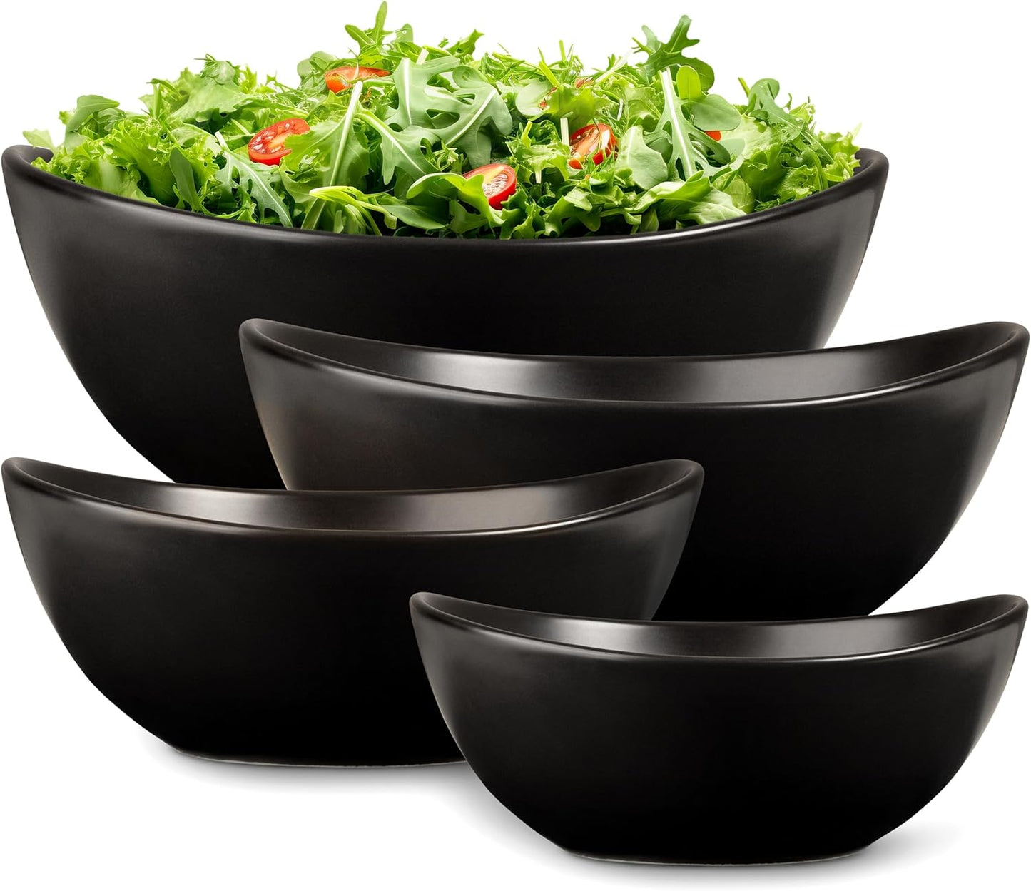 Home Beets Matte Black Ceramic Serving Bowls for Entertaining, 10-18-28-42 Ounce, Microwave, Oven & Dishwasher Safe, Large Serving Dishes, Prep Salad Bowls for Pasta, Parties, Catering, Set of 4